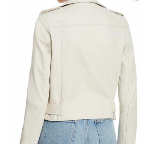 Aqua - white leather Moto jacket - Picture 3 of 4